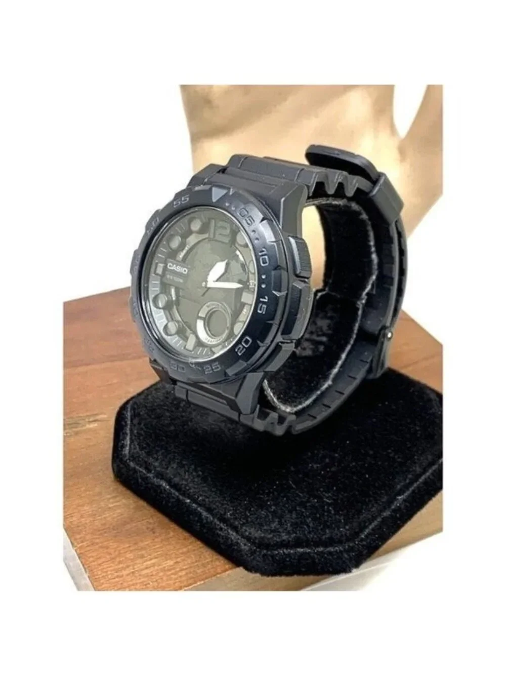 Casio Men's Watch AEQ100 World Time Quartz Analog Digital 46mm Black Resin 5479